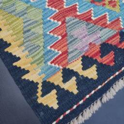 Kilim Runner, Handmade Artisan Afghan Turkish Aztec Reversible Natural Wool Runner Rug 196x73 cm - thumbnail 2
