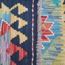 Kilim Runner, Handmade Artisan Afghan Turkish Aztec Reversible Natural Wool Runner Rug 196x73 cm - thumbnail 3