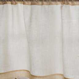 Cream Linen Caf?? Curtain - Semi-Privacy Kitchen Curtain, Rod Pocket Light Filtering Window Treatment, 100% Natural Linen - thumbnail 2