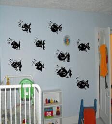 School Of Fish Vinyl Wall Decals Sea Life Nursery Decor - thumbnail 2