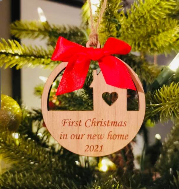 Christmas Decoration, New Home, First in Our Personalised Bauble - image 1