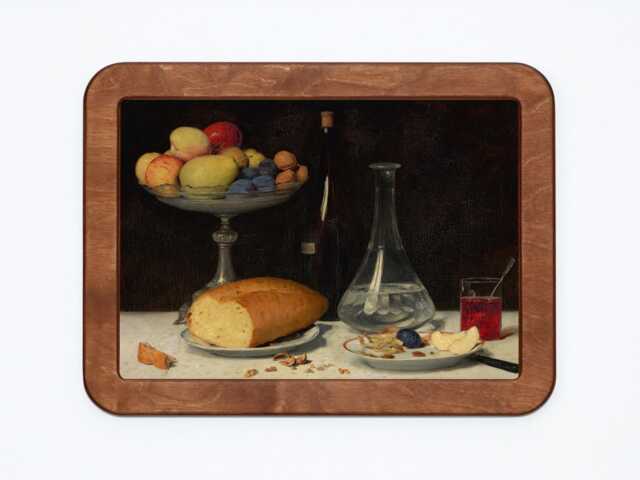 Moderation Albert Anker Still Life Fruit Bread Wine Water Apples Pears Kitchen Dining Room Classic Painting Wooden Framed Art Print - image 1