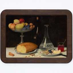 Moderation Albert Anker Still Life Fruit Bread Wine Water Apples Pears Kitchen Dining Room Classic Painting Wooden Framed Art Print - thumbnail 3