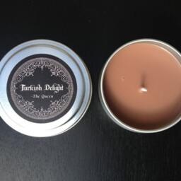 Turkish Delight - Strong Scented Caramelized Pralines 6 Oz. Soy Candle Tin - thumbnail 2