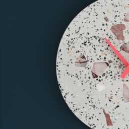 Terrazzo Wall Clock - Handmade Concrete Wooden Hands Unique Home Decor - thumbnail 2
