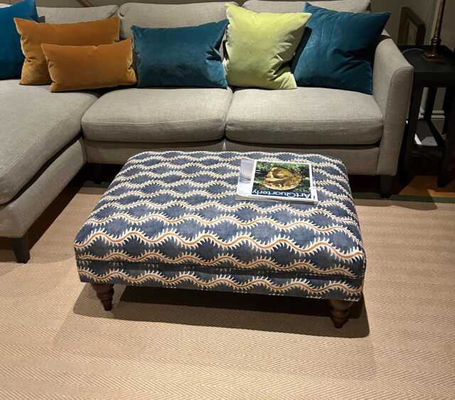 Linen Upholstered Coffee Table Ottoman Footstool - The Katherine Linwood Helter Skelter - image 1