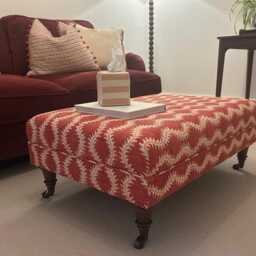 Linen Upholstered Coffee Table Ottoman Footstool - The Katherine Linwood Helter Skelter - thumbnail 2