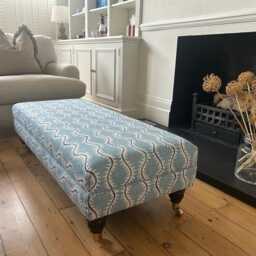 Linen Upholstered Coffee Table Ottoman Footstool - The Katherine Linwood Helter Skelter - thumbnail 3