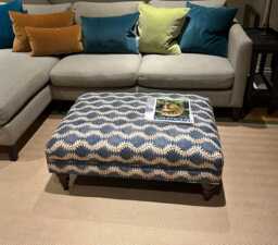 Linen Upholstered Coffee Table Ottoman Footstool - The Katherine Linwood Helter Skelter