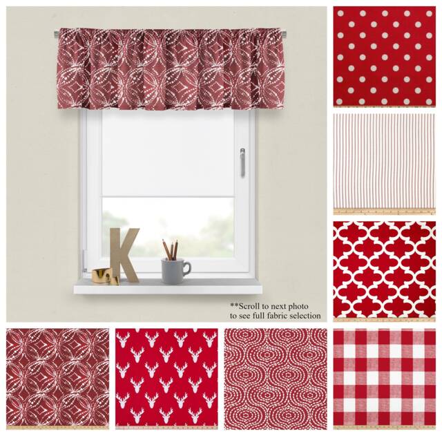 Lipstick Red Custom Valances - Premier Prints Window Treatments - Small Or Wide Panel - Choose Your Size - image 1