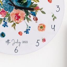 Peach & Navy Roses Personalised New Home Clock - Family Gift Illustrated Acrylic Wall - thumbnail 4
