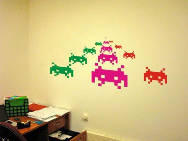 Space Invaders Pixel Creatures Wall Decals Vinyl Stickers Art Decor Atari Computer Video Game