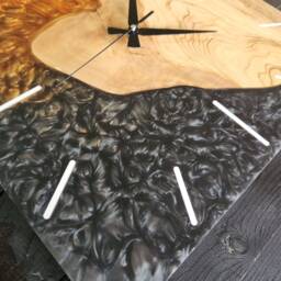 Custom Square Olive Wood & Resin Wall Clock Rustic Live Edge - thumbnail 3