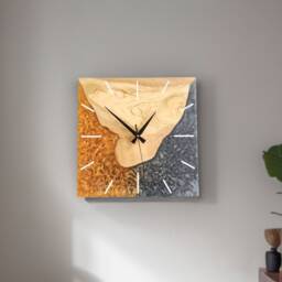 Custom Square Olive Wood & Resin Wall Clock Rustic Live Edge - thumbnail 4