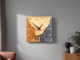 Custom Square Olive Wood & Resin Wall Clock Rustic Live Edge
