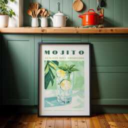 Mojito Print - Retro Recipe Wall Art, Cocktail For Kitchen Or Bar, Lime & Mint Poster, Botanical Art - thumbnail 3