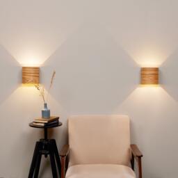 Ash Wood Battery Sconce Set Of 2 Rechargeable Wall Lighting - thumbnail 1