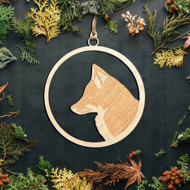 Fox Lasercut Christmas Decoration/Ornament - 90mm
