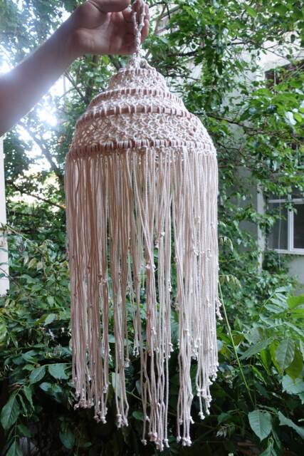 Macrame Chandelier Hanging, Boho Lighting, Decorative Ceiling Art - image 1