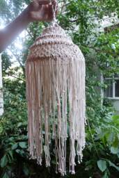 Macrame Chandelier Hanging, Boho Lighting, Decorative Ceiling Art