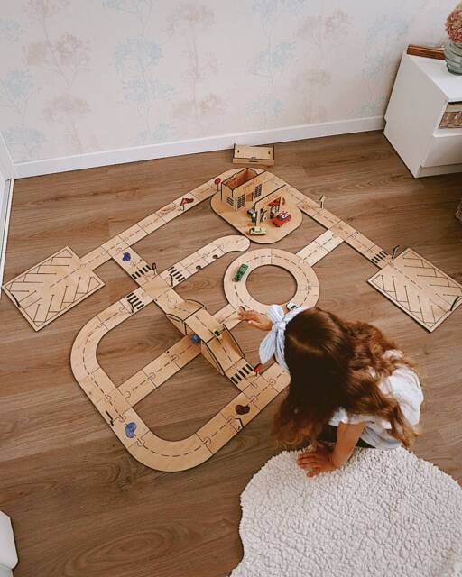 Montessori Toy, Race Car Tracks & Garage, Thanksgiving Gift For Kids, Educational Wooden Puzzle, Christmas Toy Child, Toddler - image 1