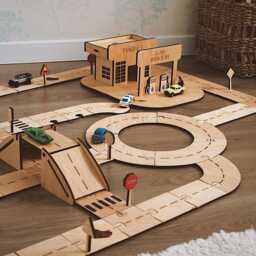 Montessori Toy, Race Car Tracks & Garage, Thanksgiving Gift For Kids, Educational Wooden Puzzle, Christmas Toy Child, Toddler - thumbnail 2