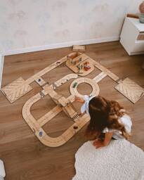 Montessori Toy, Race Car Tracks & Garage, Thanksgiving Gift For Kids, Educational Wooden Puzzle, Christmas Toy Child, Toddler - thumbnail 1