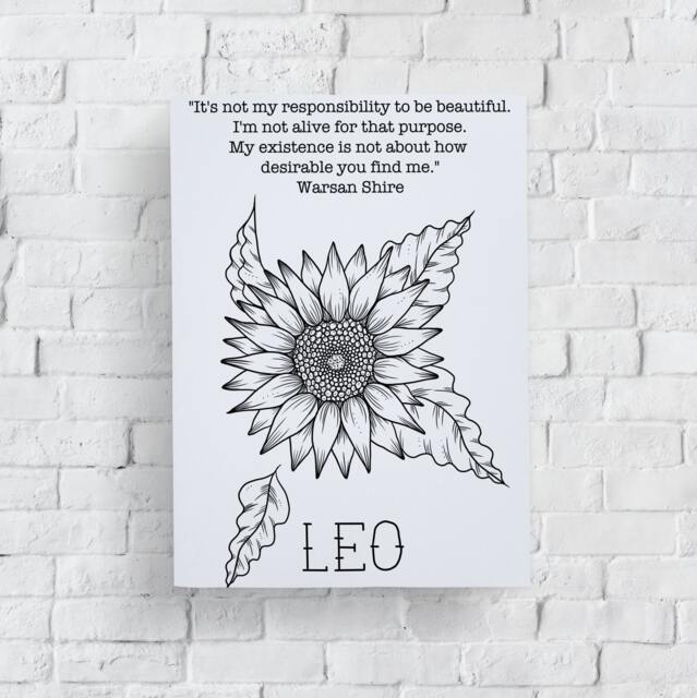 Leo Astrology Print Feminist Zodiac Art Birthday Gift - image 1