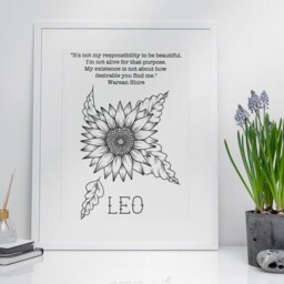Leo Astrology Print Feminist Zodiac Art Birthday Gift - thumbnail 3