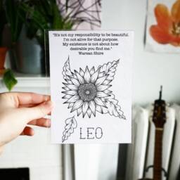 Leo Astrology Print Feminist Zodiac Art Birthday Gift - thumbnail 2