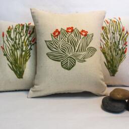 Succulent Throw Pillow // Decorative Print Cushion Your Choice Of Flower Color - thumbnail 2