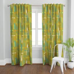 Retro Blocks Curtain Panel - Mid Century Modern Geometric Modernism Vintage Decor Custom Phoenix Breeze By Litlnemo - thumbnail 2