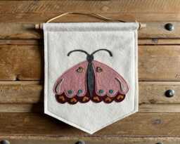 Butterfly Wall Banner, Girls Room Decor, Handmade Pink Pennant