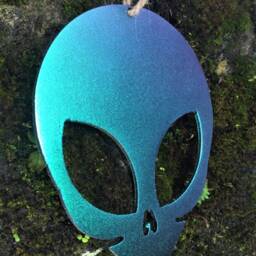 Alien Head Metal Ornament Stargazer Paint, Ufo Wall Decor - 10cm - thumbnail 3