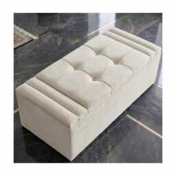Plush Velvet Storage Ottoman Box Tufted Coffee Table, Bedroom Seating