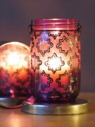 Hand Painted Moroccan Lantern Bohemian Decor Candle Holder