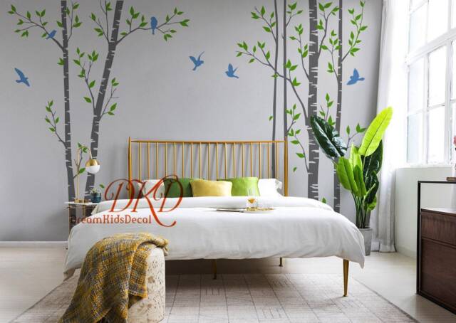 Birch Tree Forest Wall Decal, White Set Tree, Forest Wall Decal, Nursery Decal Stickers - image 1