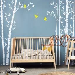 Birch Tree Forest Wall Decal, White Set Tree, Forest Wall Decal, Nursery Decal Stickers - thumbnail 2