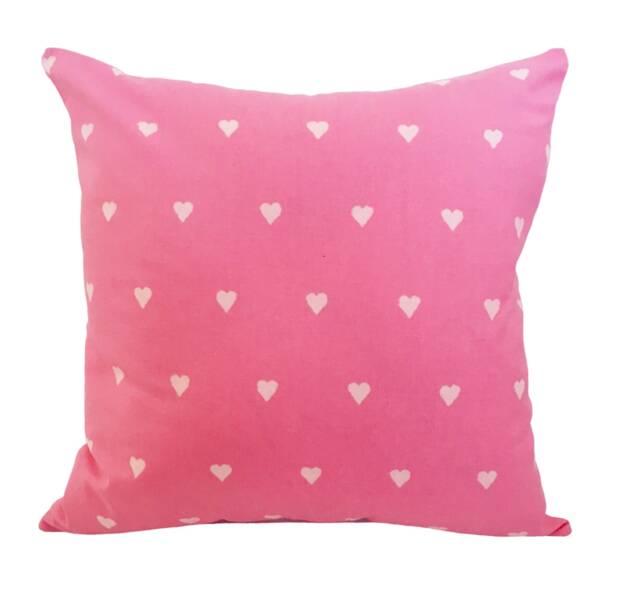 "Handmade Pink Heart Cushion Cover - Girl's Room Decor - 15"" X 15" - image 1