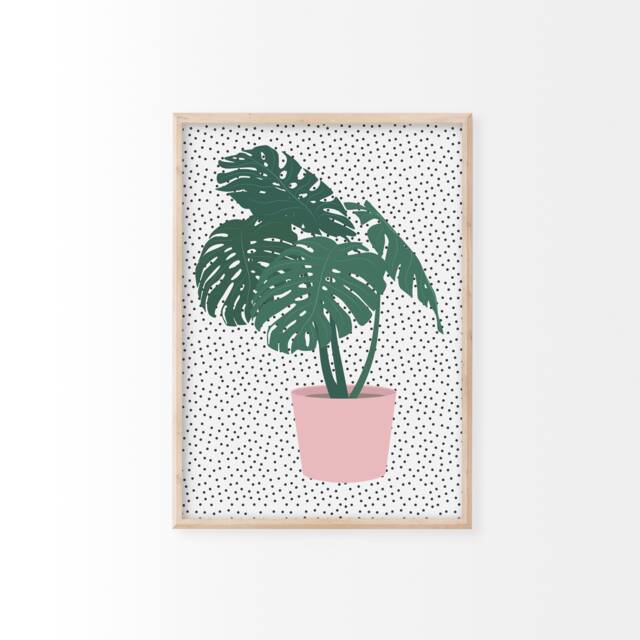 Monstera Deliciosa Print - Cheeseplant Print, Houseplant Colourful Children's Wall Art, Plant Lover Gift, Nursery Prints, Art - image 1