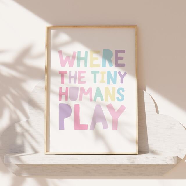 Where The Little Humans Play Print, Girls Nursery Prints, Bedroom Decor, Wall Art, Playroom, Toddler - image 1