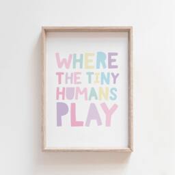 Where The Little Humans Play Print, Girls Nursery Prints, Bedroom Decor, Wall Art, Playroom, Toddler - thumbnail 2