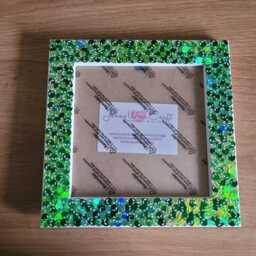 Green Alien Face Confetti Square Photo Frame 6 X Inches - thumbnail 2