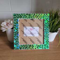 Green Alien Face Confetti Square Photo Frame 6 X Inches - thumbnail 3