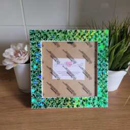 Green Alien Face Confetti Square Photo Frame 6 X Inches
