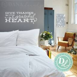 Give Thanks With A Grateful Heart Quote - Wall Decal Custom Vinyl Art Stickers - thumbnail 1