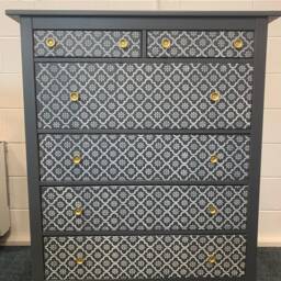 Large Chest Of Drawers Painted Bespoke Stencilled - thumbnail 3