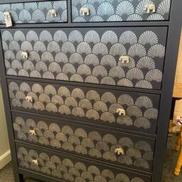 Large Chest Of Drawers Painted Bespoke Stencilled - thumbnail 2