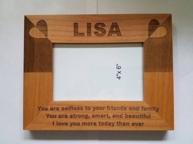 Personalized Laser Engraved Alder Wood Picture Frame Friend Happy Birthday Gift