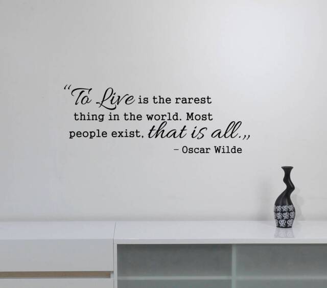 To Live Is The Rarest Oscar Wilde Quote Decal Wall Vinyl Sticker Lettering Motivational Saying Art Home Room Office Inspirational Decor Wq3 - image 1